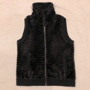 Cable & Gauge Faux Fur Black Lux Vest Size Small